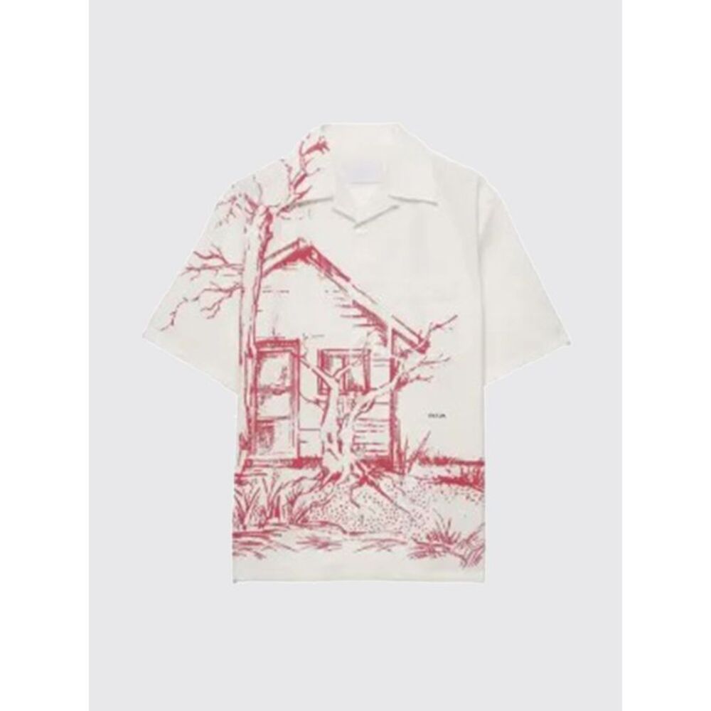 Prada Men Cotton Poplin Shirt With Print Prada